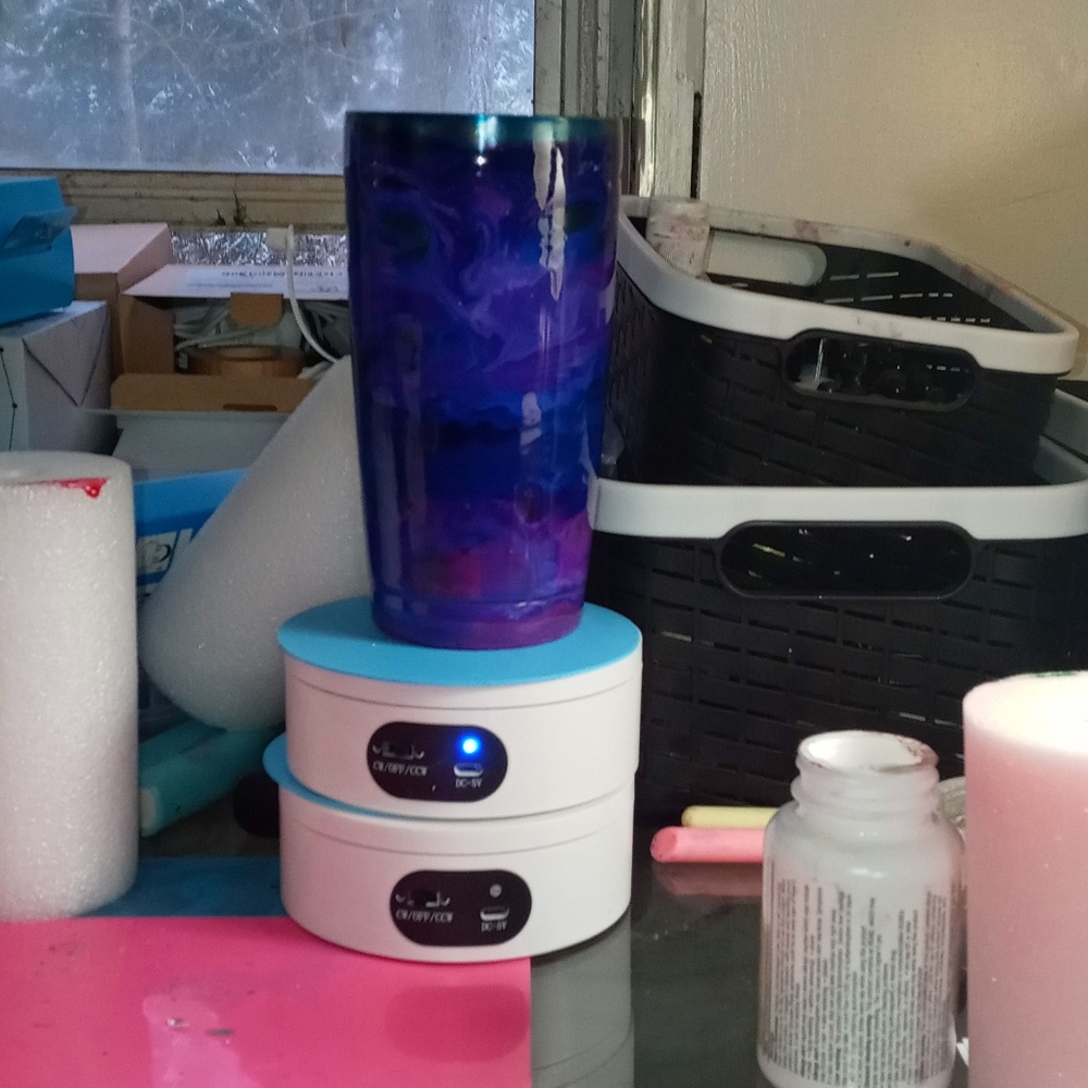 Tumbler handmade alcohol ink purple pink